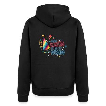 Mein Kostüm Wäsche - Unisex Premium Bio Zip Hoodie - Schwarz - Hinten - Nico (187cm)