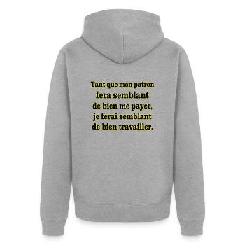 semblant travailler - Veste à capuche bio Premium Unisexe - gris chiné - Dos - Nico (187cm)