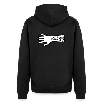 "Let Go" Hand Geschenk Idee - Unisex Premium Bio Zip Hoodie - Schwarz - Hinten - Nico (187cm)