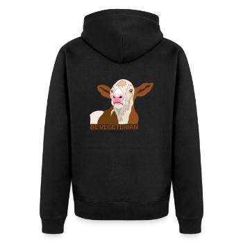 Kalb Be Vegetarian - Unisex Premium Bio Zip Hoodie - Schwarz - Hinten - Nico (187cm)