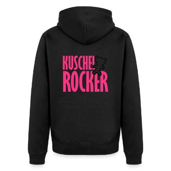 Kuschelrocker - Unisex Premium Organic Zip Hoodie - black - Back - Nico (187cm)