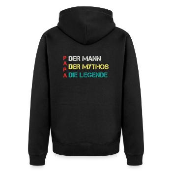 Papa Vater Vatertag Dad - Unisex Premium Bio Zip Hoodie - Schwarz - Hinten - Nico (187cm)