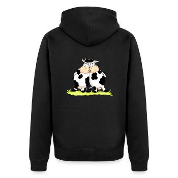 Twin Cows - Unisex Premium Bio Zip Hoodie - Schwarz - Hinten - Nico (187cm)