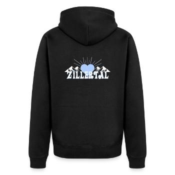 Zillertal - Unisex Premium Bio Zip Hoodie - Schwarz - Hinten - Nico (187cm)
