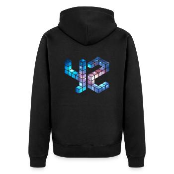 42, Die Antwort, Per Anhalter, Galaxis, Space, - Unisex Premium Bio Zip Hoodie - Schwarz - Hinten - Nico (187cm)