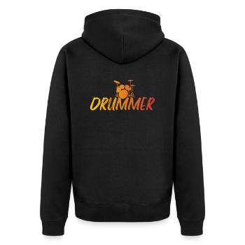 Drummer - Unisex Premium Organic Zip Hoodie - black - Back - Nico (187cm)