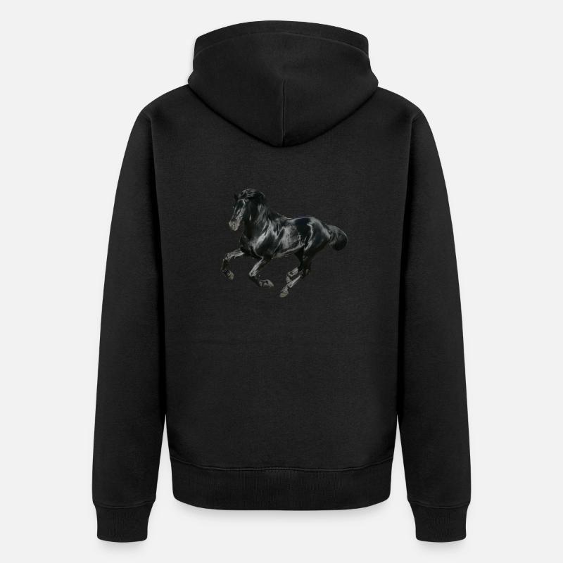 Pferd - Unisex Premium Bio Zip Hoodie - Schwarz