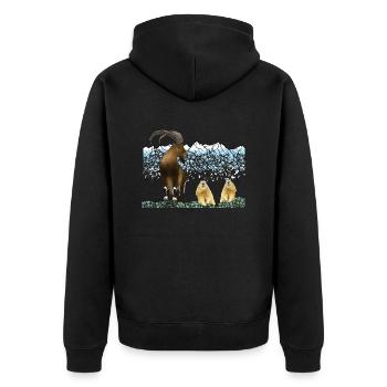 Capricorne, Marmottes, Montagnes - Veste à capuche bio Premium Unisexe - noir - Dos - Nico (187cm)