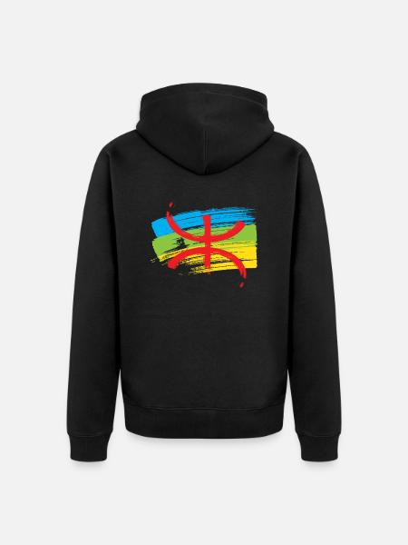 Amazigh Flag (Artistic variant) - Unisex Premium Organic Zip Hoodie - black