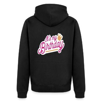 My birthday - Unisex Premium Organic Zip Hoodie - black - Back - Nico (187cm)