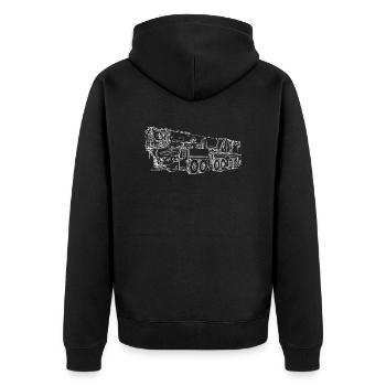 Mobilkran LTM1300 weiß - Unisex Premium Bio Zip Hoodie - Schwarz - Hinten - Nico (187cm)