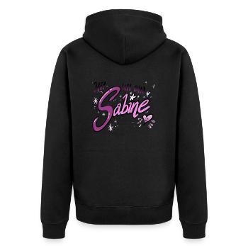 Sabine - Unisex Premium Bio Zip Hoodie - Schwarz - Hinten - Nico (187cm)