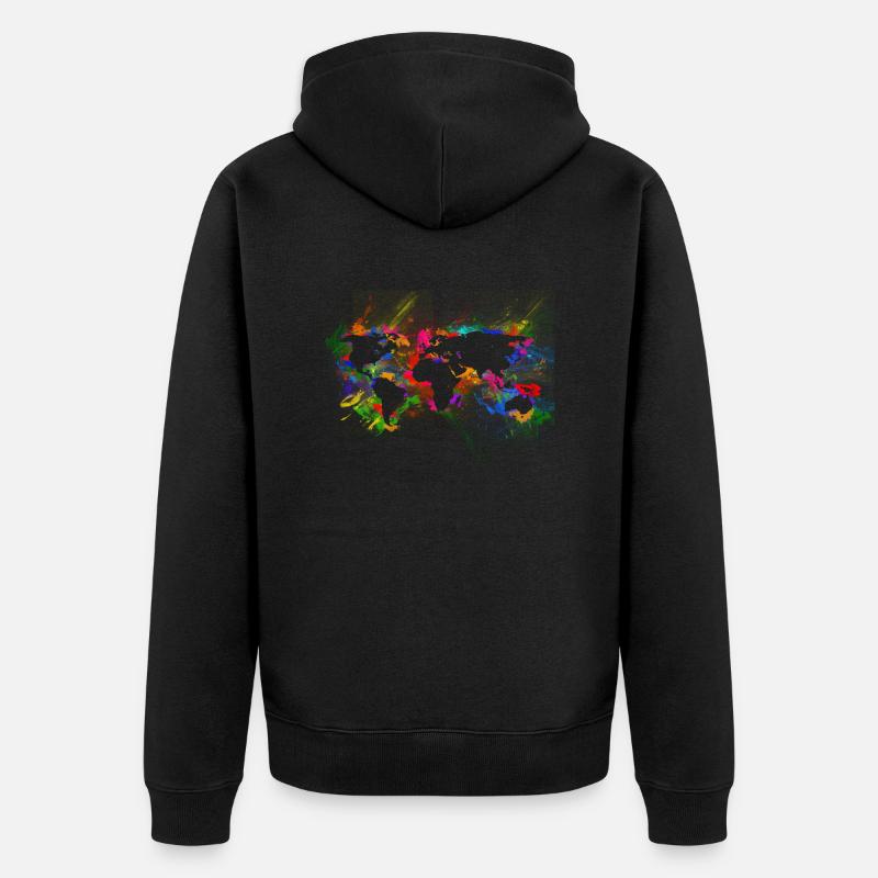 WORLD MAP abstract - Unisex Premium Bio Zip Hoodie - Schwarz