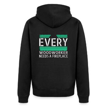 funny job forest work present the carpenters best - Unisex Premium Bio Zip Hoodie - Schwarz - Hinten - Nico (187cm)