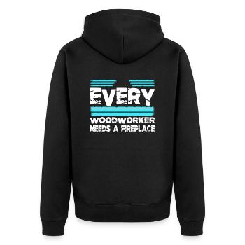 funny carpenter quotes hobbyists mason bday cool - Unisex Premium Organic Zip Hoodie - black - Back - Nico (187cm)