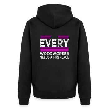 statement cool logging lumberjackwoodworking - Unisex Premium Bio Zip Hoodie - Schwarz - Hinten - Nico (187cm)