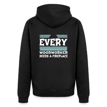 hearbeat carpenter - Unisex Premium Organic Zip Hoodie - black - Back - Nico (187cm)