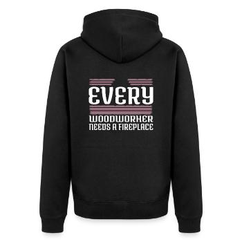 union carpenter axes cool gift idea - Unisex Premium Bio Zip Hoodie - Schwarz - Hinten - Nico (187cm)