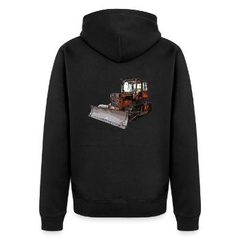 Planierraupe UTB S651 - Unisex Premium Bio Zip Hoodie - Schwarz - Hinten - Nico (187cm)