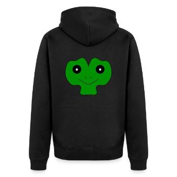 Lustiges Froschgesicht - Unisex Premium Bio Zip Hoodie - Schwarz - Hinten - Nico (187cm)