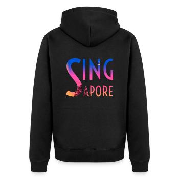 Singapur - Unisex Premium Bio Zip Hoodie - Schwarz - Hinten - Nico (187cm)