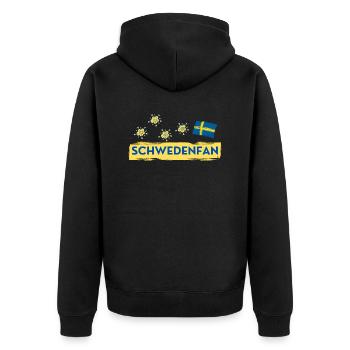 Schwedenfan Flagge - Unisex Premium Bio Zip Hoodie - Schwarz - Hinten - Nico (187cm)