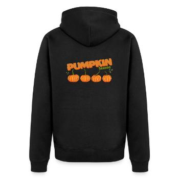 Die Jahreszeit Kürbis Herbstbaum Orange Herbstblätter - Unisex Premium Bio Zip Hoodie - Schwarz - Hinten - Nico (187cm)