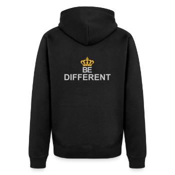 Be different Logo Design - Unisex Premium Organic Zip Hoodie - black - Back - Nico (187cm)