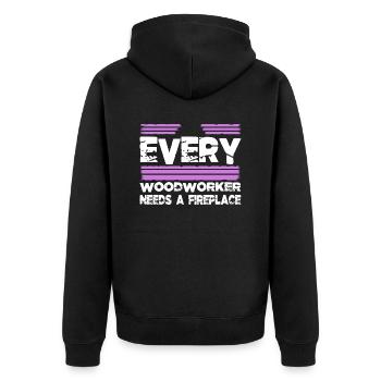 apprentice tree feller love - Unisex Premium Organic Zip Hoodie - black - Back - Nico (187cm)