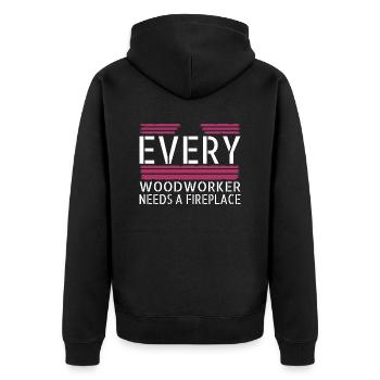 chainsaw carpenter jokes carpenter funny plumber - Unisex Premium Bio Zip Hoodie - Schwarz - Hinten - Nico (187cm)