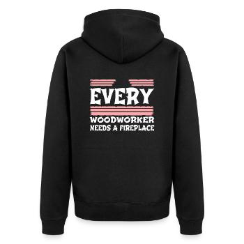 Happy Forester Carpentry - Unisex Premium Organic Zip Hoodie - black - Back - Nico (187cm)