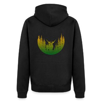 Fool - Unisex Premium Organic Zip Hoodie - black - Back - Nico (187cm)