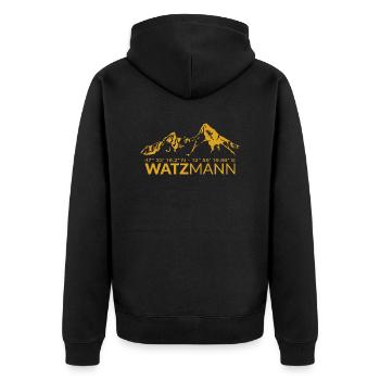 Watzmann GPS coordinates Latitude Longitude - Unisex Premium Organic Zip Hoodie - black - Back - Nico (187cm)