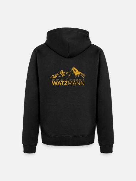 Coordinate GPS Watzmann Latitudine Longitudine - Felpa con cappuccio ecologica premium unisex - nero