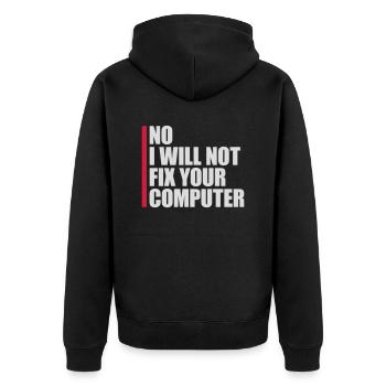 not fix your computer - Unisex Premium Organic Zip Hoodie - black - Back - Nico (187cm)