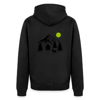 Berge Natur - Unisex Premium Bio Zip Hoodie - Schwarz - Hinten - Nico (187cm)