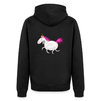 Unicorn - Unisex Premium Bio Zip Hoodie - Schwarz - Hinten - Nico (187cm)
