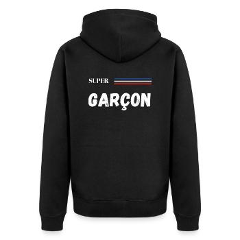 super garçon - t-shirt assorti - Veste à capuche bio Premium Unisexe - noir - Dos - Nico (187cm)