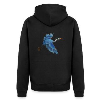 blue heron - Unisex Premium Organic Zip Hoodie - black - Back - Nico (187cm)