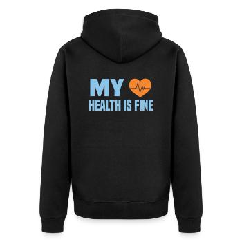 MEINER GESUNDHEIT GEHT ES GUT - Unisex Premium Bio Zip Hoodie - Schwarz - Hinten - Nico (187cm)