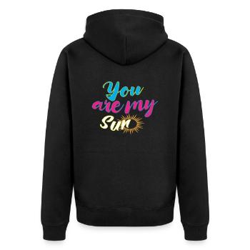 You are my Sun - Unisex Premium Bio Zip Hoodie - Schwarz - Hinten - Nico (187cm)