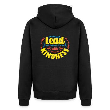LEAD WITH KINDNESS - Unisex Premium Organic Zip Hoodie - black - Back - Nico (187cm)