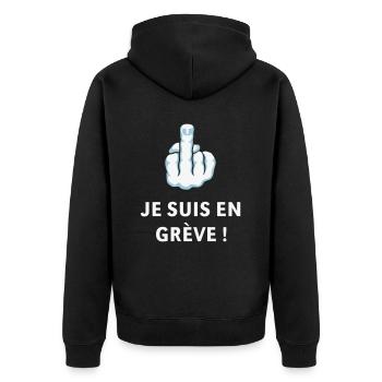Doigt D’Honneur – Je Suis En Grève ! (Médius) - Veste à capuche bio Premium Unisexe - noir - Dos - Nico (187cm)