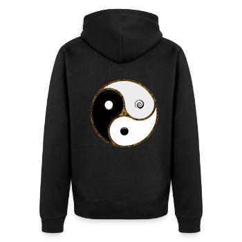 Triple Yin Yang, Gankyil, Tao, Bouddhisme Zen - Veste à capuche bio Premium Unisexe - noir - Dos - Nico (187cm)