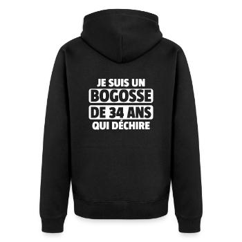 bogosse de 34 ans qui déchire / homme de 34 ans - Veste à capuche bio Premium Unisexe - noir - Dos - Nico (187cm)