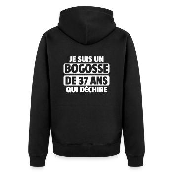 bogosse de 37 ans qui déchire / homme de 37 ans - Veste à capuche bio Premium Unisexe - noir - Dos - Nico (187cm)