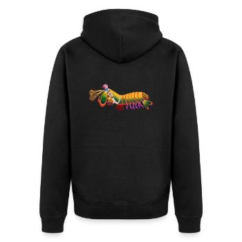 Fangschreckenkrebs mit Boxhandschuh Melone - Unisex Premium Bio Zip Hoodie - Schwarz - Hinten - Nico (187cm)