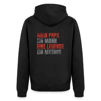 Dad eine legende mythos - Unisex Premium Bio Zip Hoodie - Schwarz - Hinten - Nico (187cm)