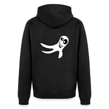 Gespenst - Unisex Premium Bio Zip Hoodie - Schwarz - Hinten - Nico (187cm)