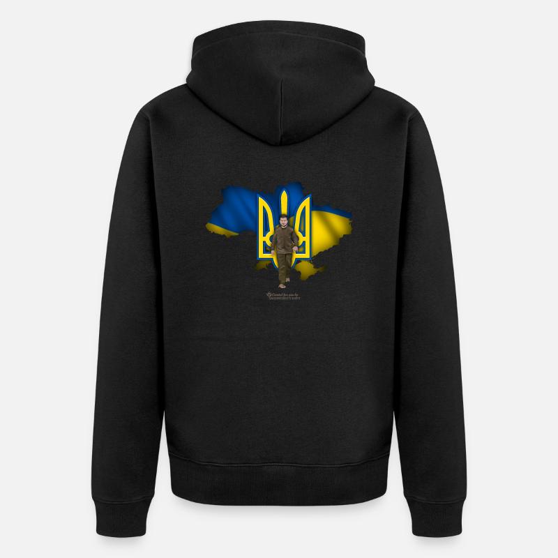 L’Ukraine contourne le trident Zelensky - Veste à capuche bio Premium Unisexe - noir